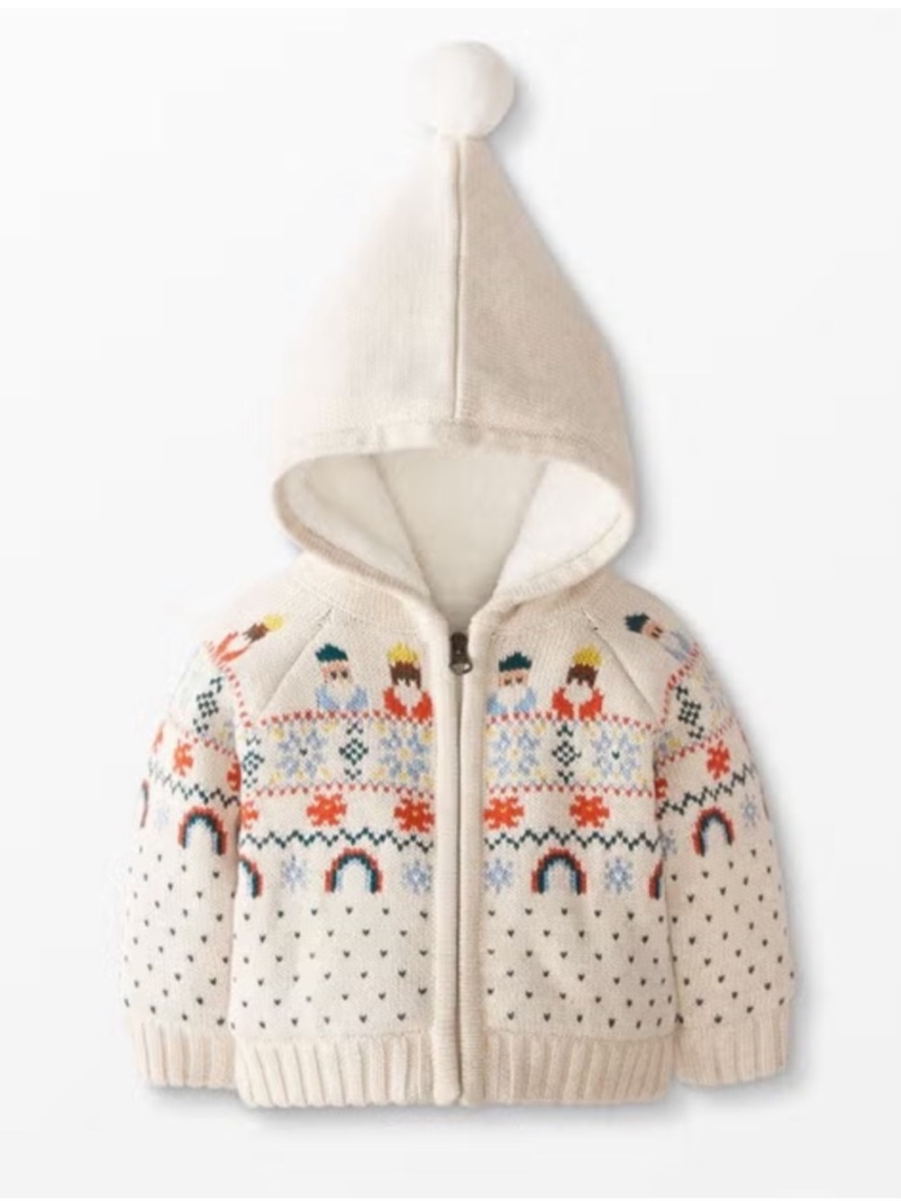 Hanna Andersson Gnome Hooded Fair Isle Christmas Sweater Jacket